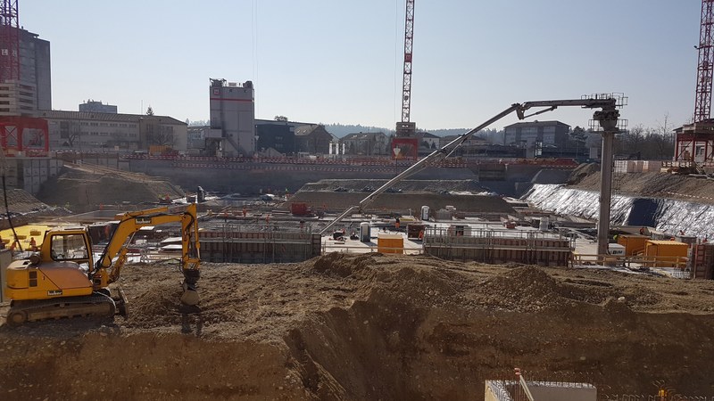 Blick von oben auf die Baustelle des Kantonsspitals