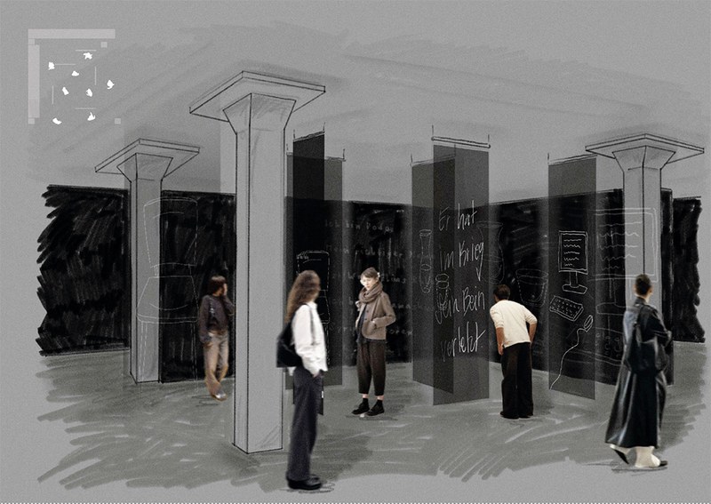 Visualisierung einer Kunstausstellung zum Thema Asylverfahren