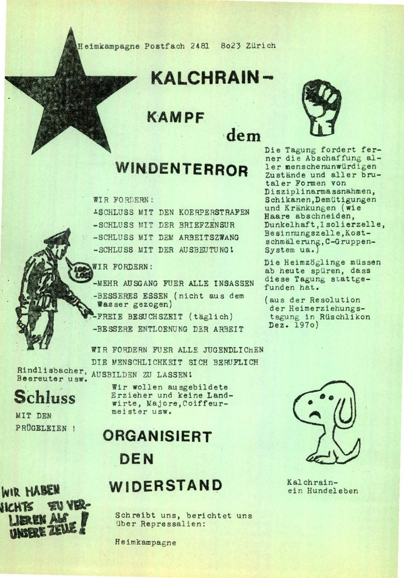 Flugblatt der Heimkampagne 1972