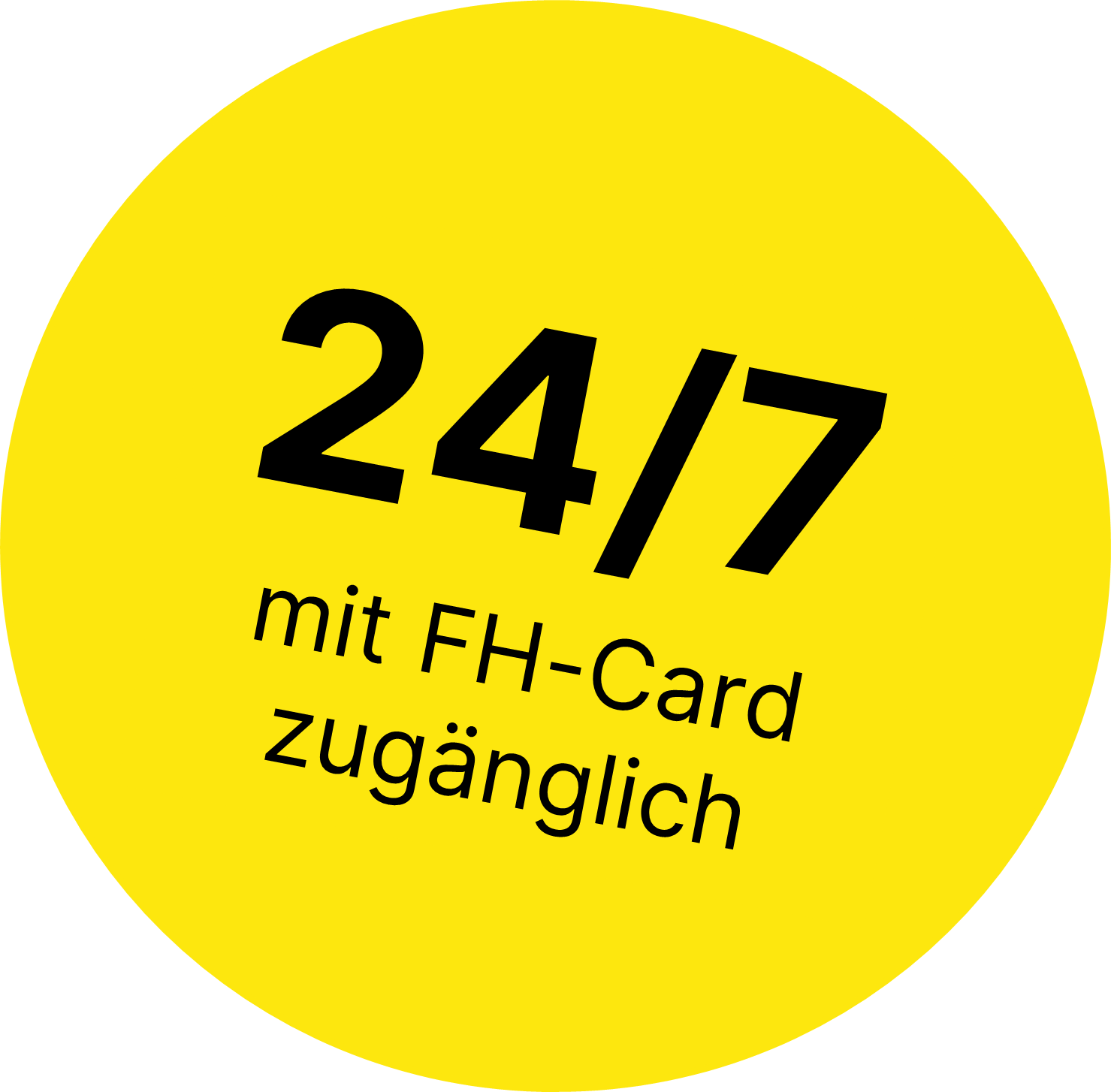 The picture shows the text 24/7 accessible with FH-Card. This means that the library is accessible around the clock with the FH-Card.