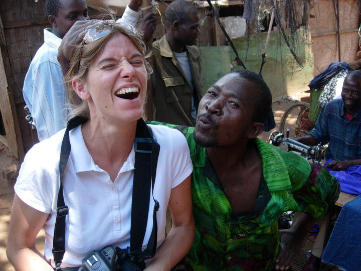 Portrait of Sina Saxer at the textiles market in Lilongwe, Malawi.