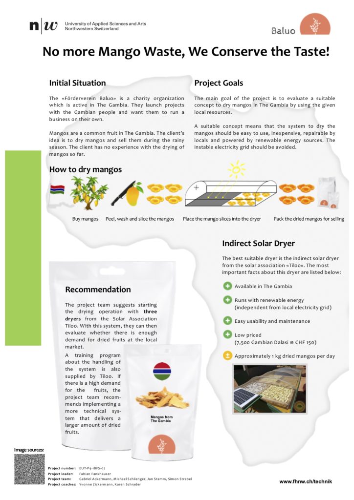 Das Poster zum Projektabschluss zeigt die Empfehlungen des Teams.