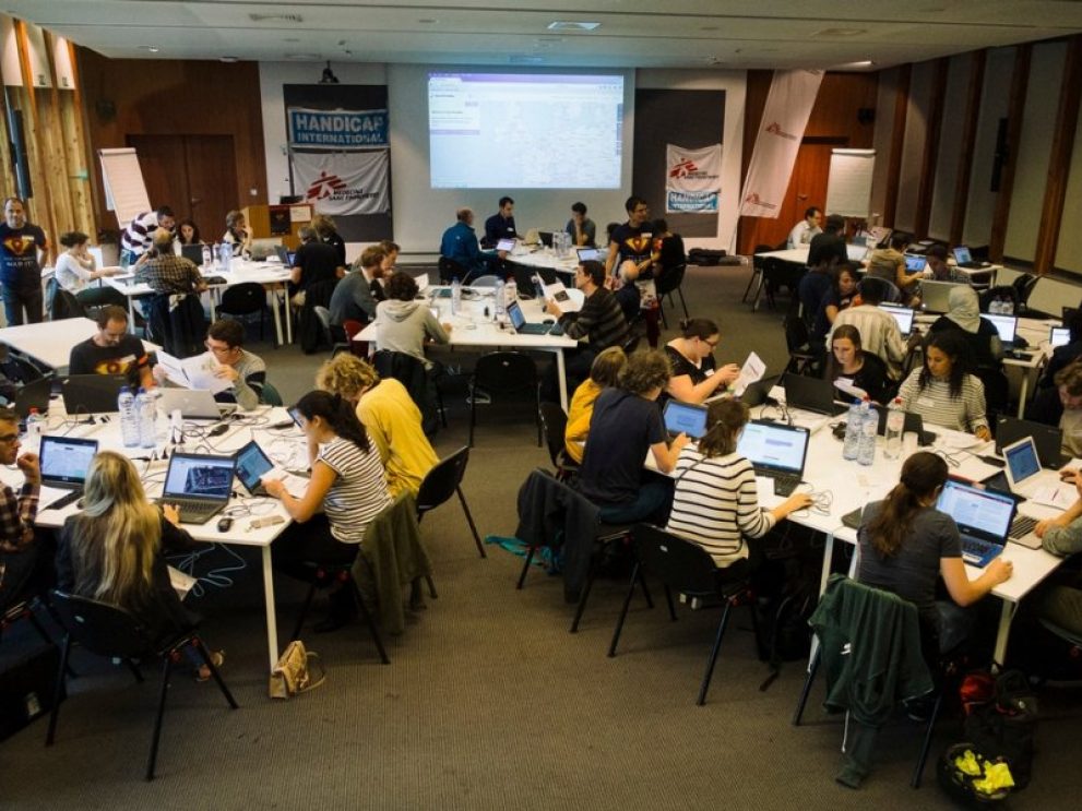 Freiwillige an einem Mapathon in Brüssel 2016